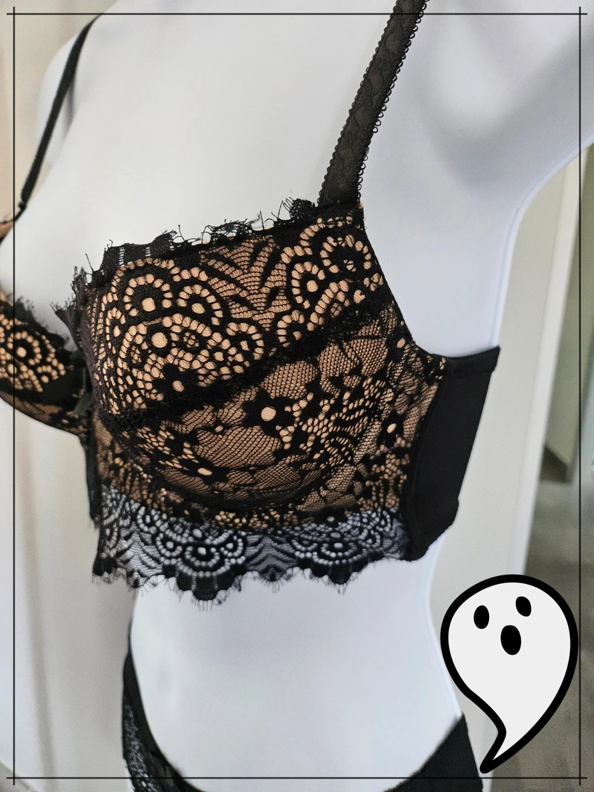 conjunto sutiã e calcinha de renda chique sexy rock renda – photo 2